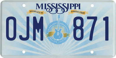 MS license plate OJM871