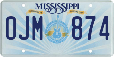 MS license plate OJM874