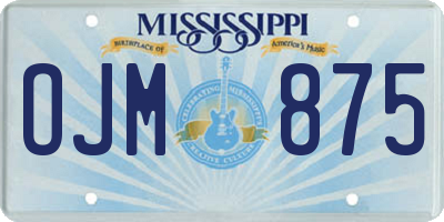 MS license plate OJM875
