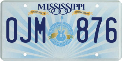 MS license plate OJM876
