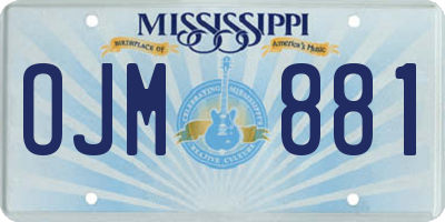 MS license plate OJM881