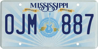 MS license plate OJM887