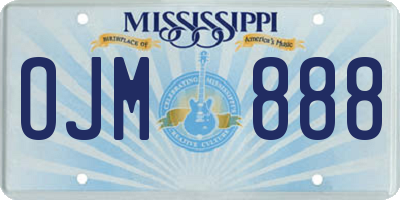 MS license plate OJM888