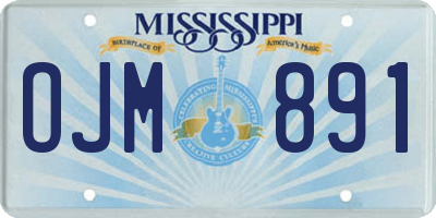 MS license plate OJM891