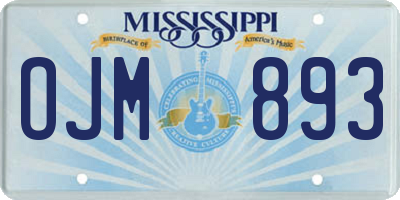 MS license plate OJM893