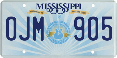 MS license plate OJM905