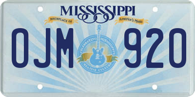 MS license plate OJM920