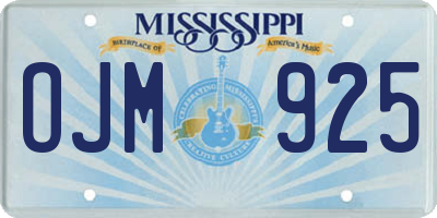 MS license plate OJM925