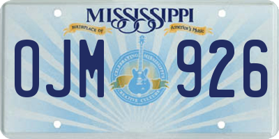MS license plate OJM926