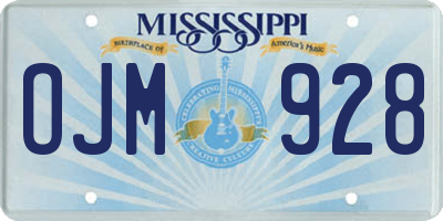 MS license plate OJM928