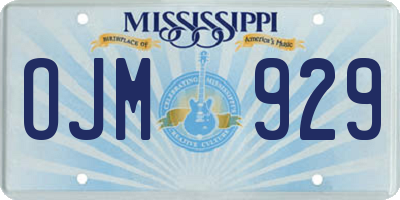 MS license plate OJM929
