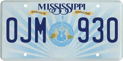 MS license plate OJM930