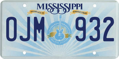 MS license plate OJM932