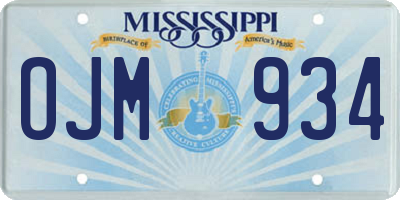 MS license plate OJM934