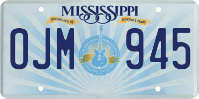 MS license plate OJM945
