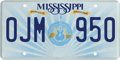 MS license plate OJM950