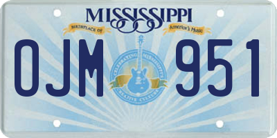 MS license plate OJM951
