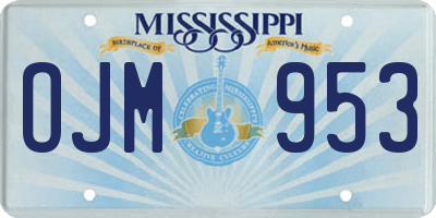 MS license plate OJM953