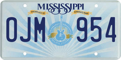 MS license plate OJM954