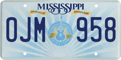 MS license plate OJM958
