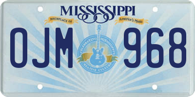 MS license plate OJM968