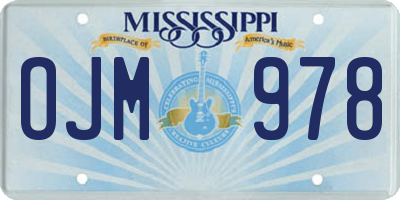 MS license plate OJM978