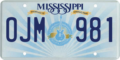 MS license plate OJM981
