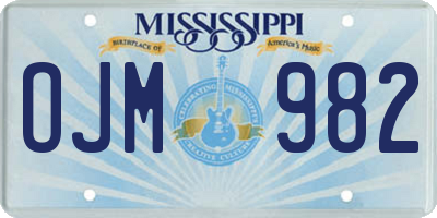 MS license plate OJM982