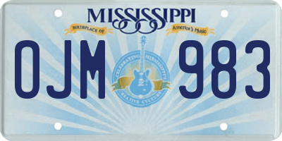 MS license plate OJM983