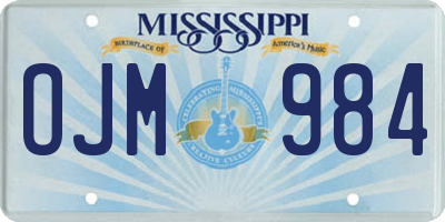 MS license plate OJM984