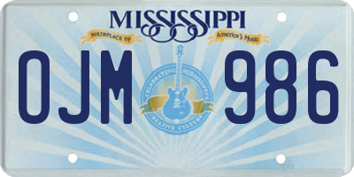 MS license plate OJM986