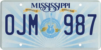 MS license plate OJM987