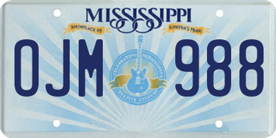 MS license plate OJM988