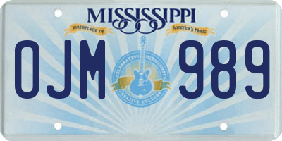 MS license plate OJM989