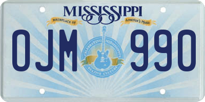MS license plate OJM990
