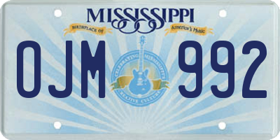 MS license plate OJM992
