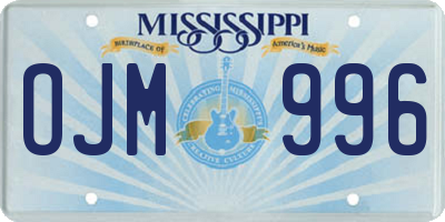 MS license plate OJM996