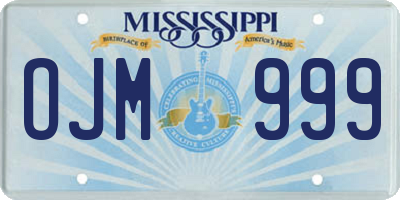 MS license plate OJM999