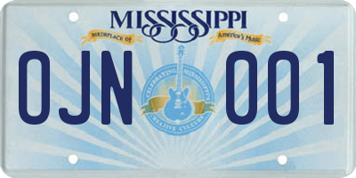 MS license plate OJN001
