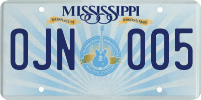 MS license plate OJN005