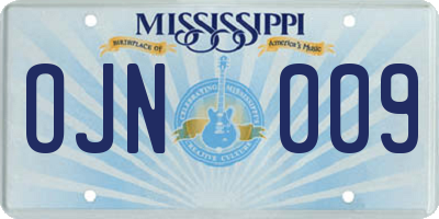 MS license plate OJN009