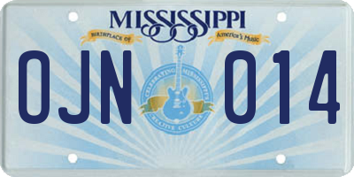 MS license plate OJN014