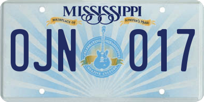 MS license plate OJN017