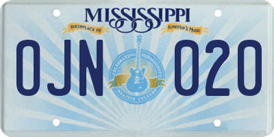 MS license plate OJN020