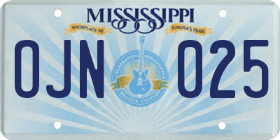 MS license plate OJN025