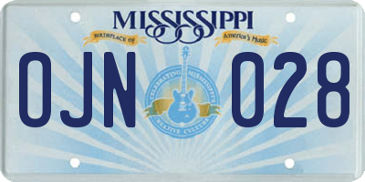 MS license plate OJN028