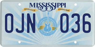 MS license plate OJN036