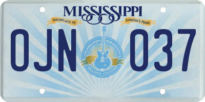 MS license plate OJN037