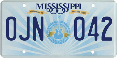 MS license plate OJN042