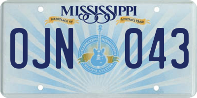 MS license plate OJN043